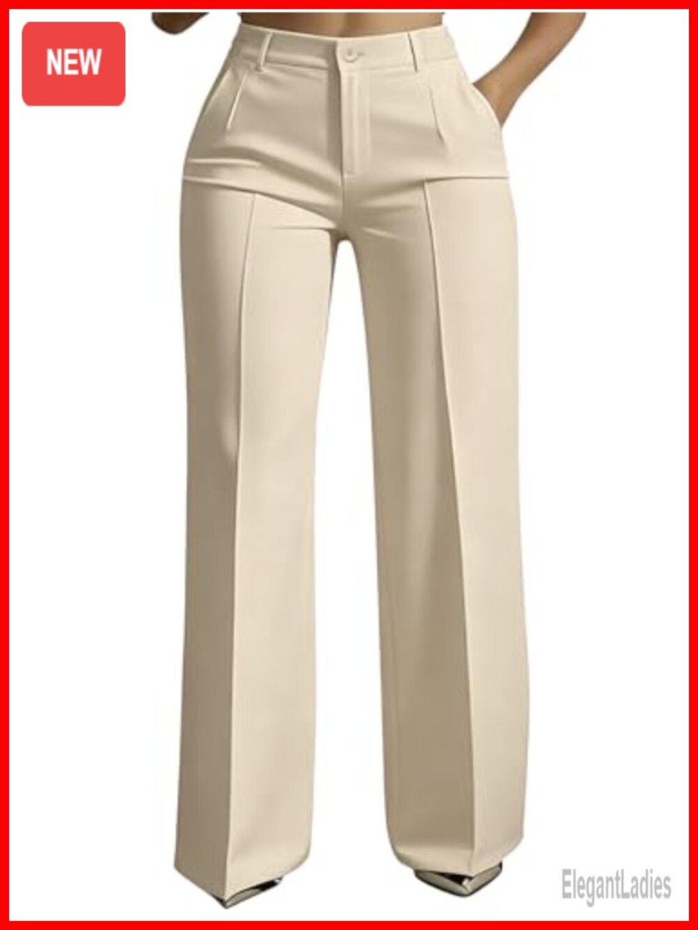 High Waisted Wide Leg Dress Pants Pleated Business Casual Trousers with Pockets
